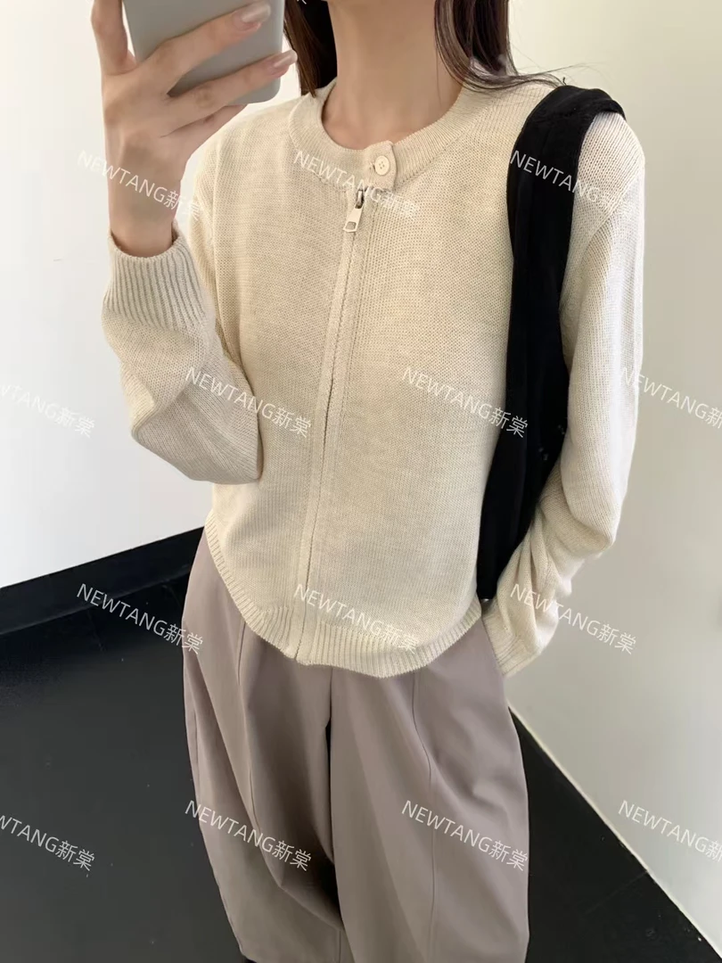 【百分之百棉】07新款纯色韩版长袖休闲百搭显瘦开衫
