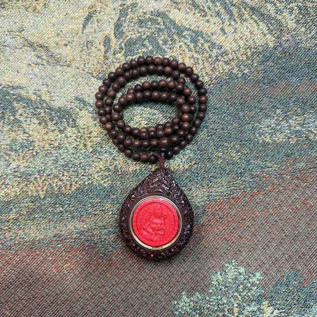 天然辰砂瑞哥专属辰砂项链黄财神A100174