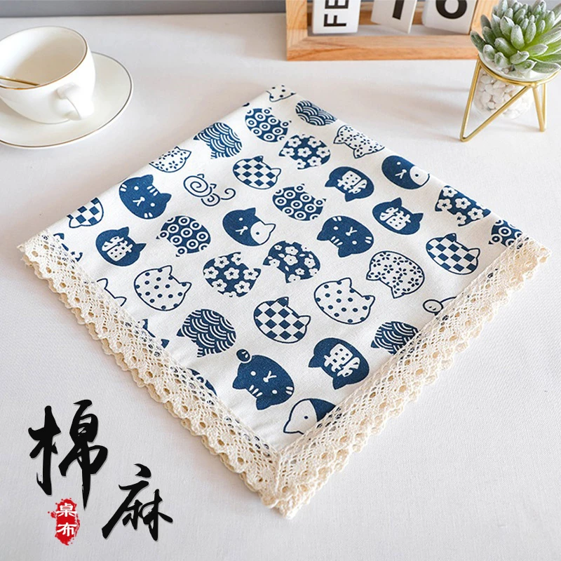 ins桌布棉麻布艺茶几餐桌台布日系网红格子书桌垫长方形防尘盖布