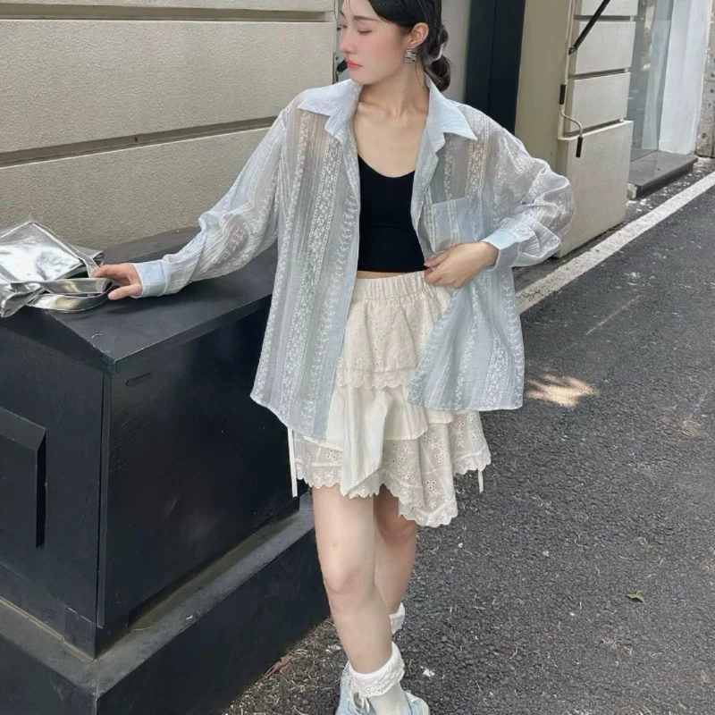 2025夏季新款韩版设计感薄款防晒衬衫女宽松显瘦百搭休闲上衣0865