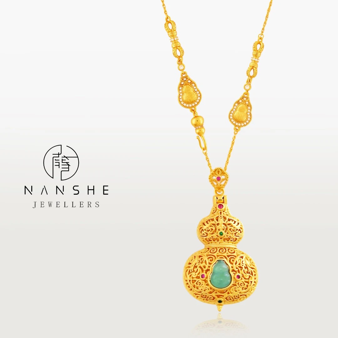 NANSHE/南奢 新中式古法镂空葫芦香囊国风项链L1754