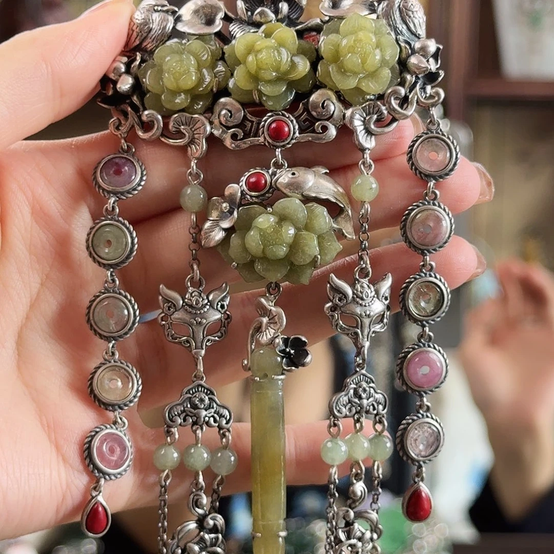 翡翠银S925镶嵌发饰