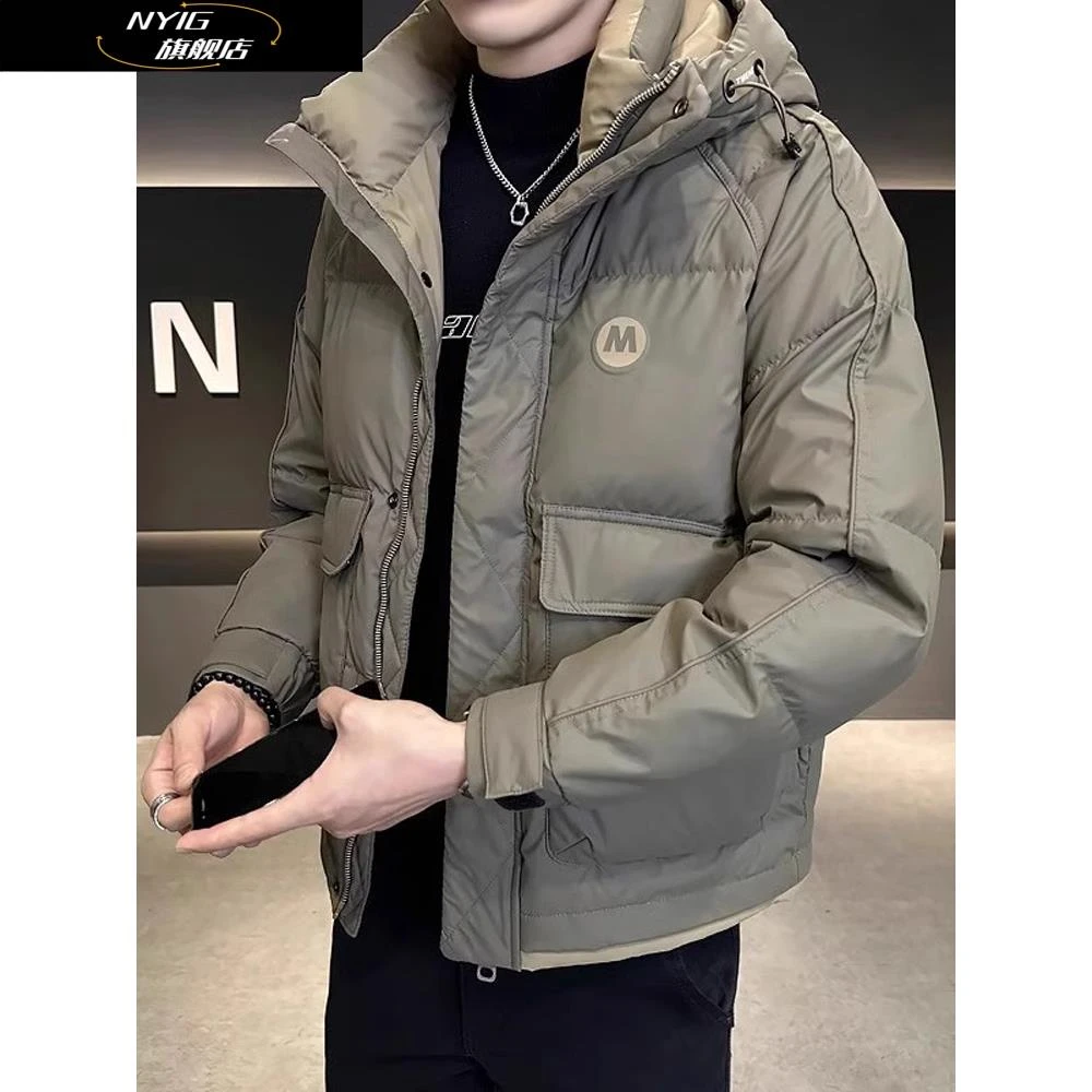 NYIG短款羽绒服男士秋冬季2025新款加厚连帽外套痞帅穿搭休闲上衣
