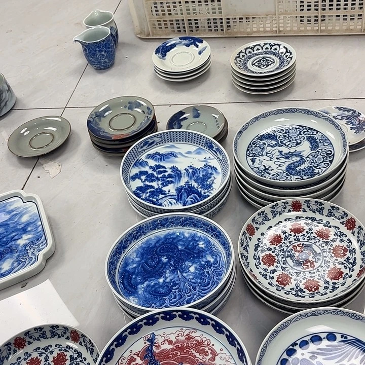 一***事瓷片手工手绘二才马蹄盖碗拍一发7