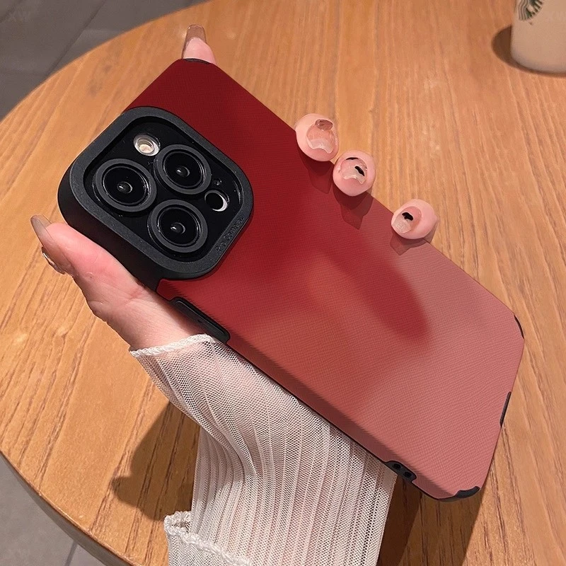 红色晕染适用于iPhone苹果17promax手机壳16/15/14简约13潮小羊皮