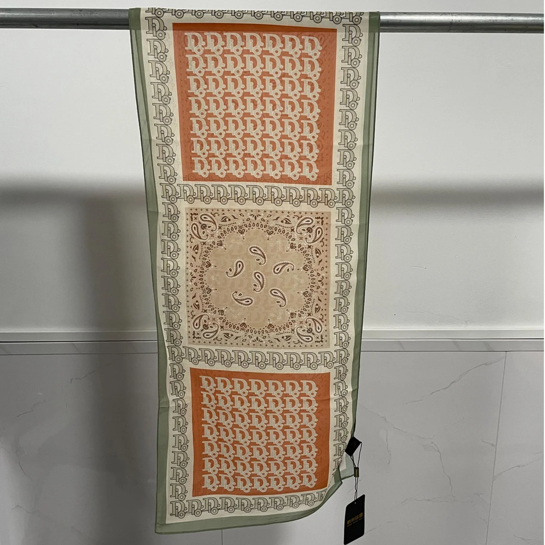 #202  橙色字母D  35*150小长巾丝巾披肩围巾百搭休闲时尚夏季