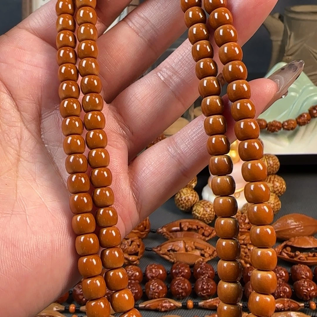 手串/手链橄榄核宽0.7稀有梅林核核尖老型直切108长串