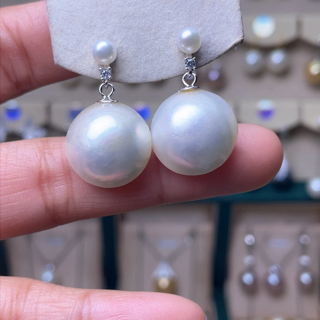 淡水珍珠耳环银S925镶嵌