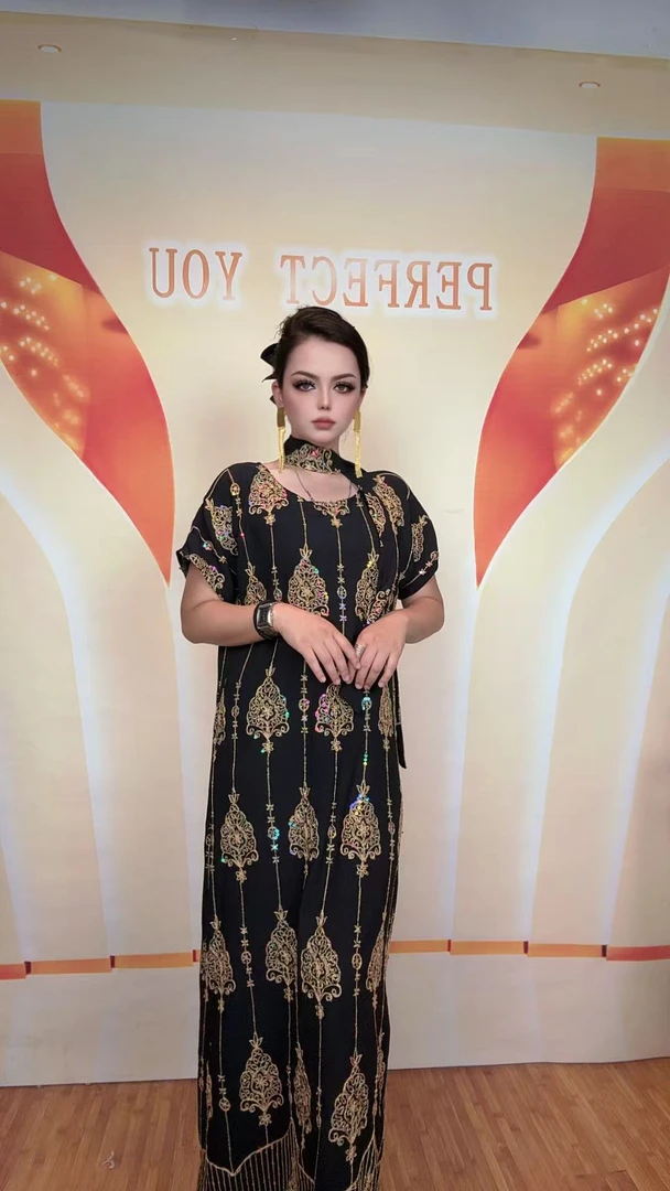 Q6951拉链无袖植物花卉V领套头连衣裙印花旗袍裙显瘦夏季