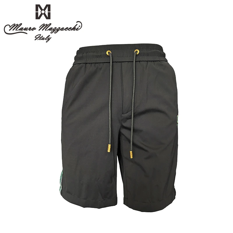 Mauro/玛路男士休闲松紧短裤刺绣撞色薄款时尚户外抽绳速干夏5311