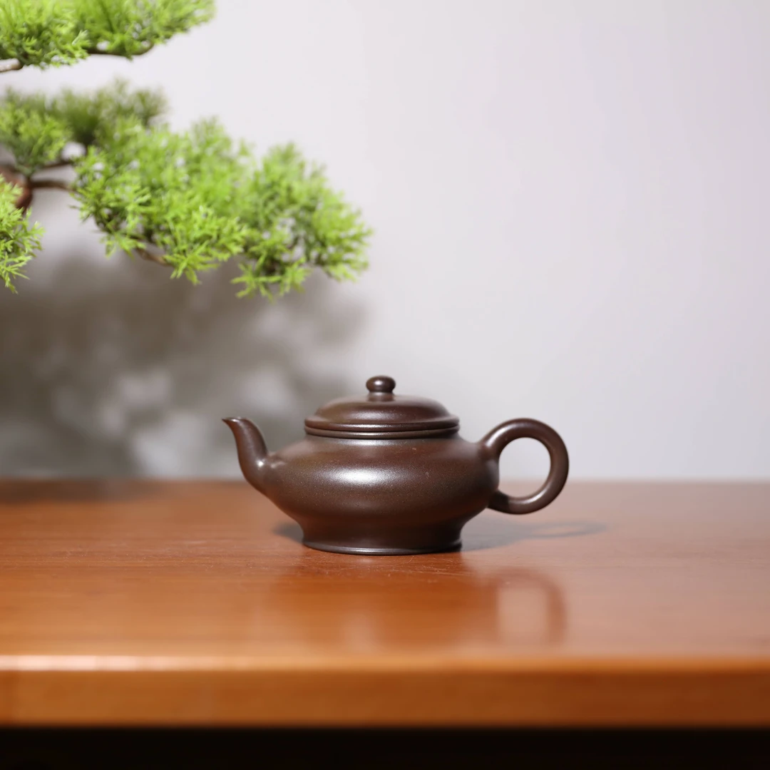 【前墅龙窑丨虚扁】张辉 紫泥 150cc紫砂壶