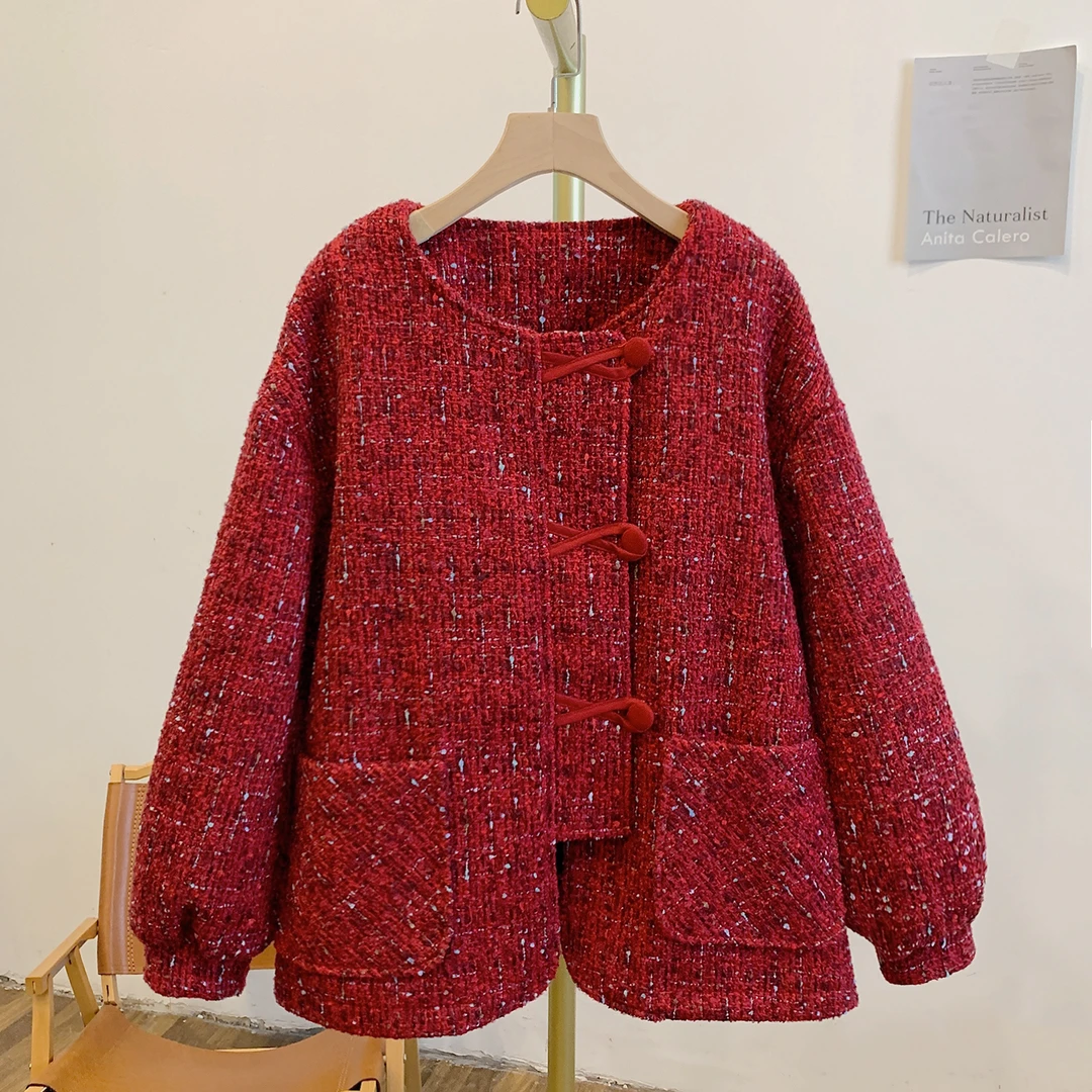 糖葫芦Y642编织纹小香风圆领外套