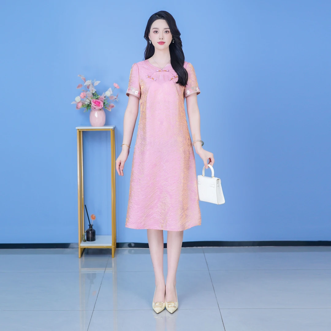 【SJYH2071】2025年夏季新款时尚优雅减龄连衣裙显瘦气质