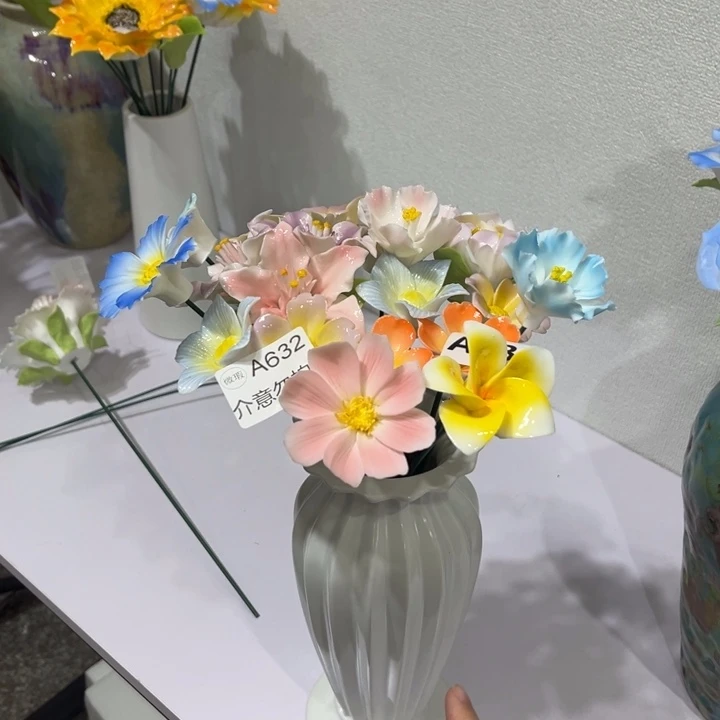 陶瓷花-歆如橙色小花A428不带花瓶