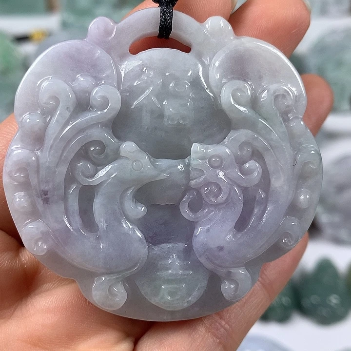颈饰未镶嵌翡翠龙凤呈祥两面工艺福利