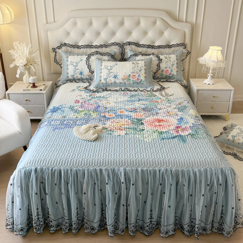 夏季床笠式床裙三件套乳胶凉席床罩款空调防滑软席子可机洗床垫套