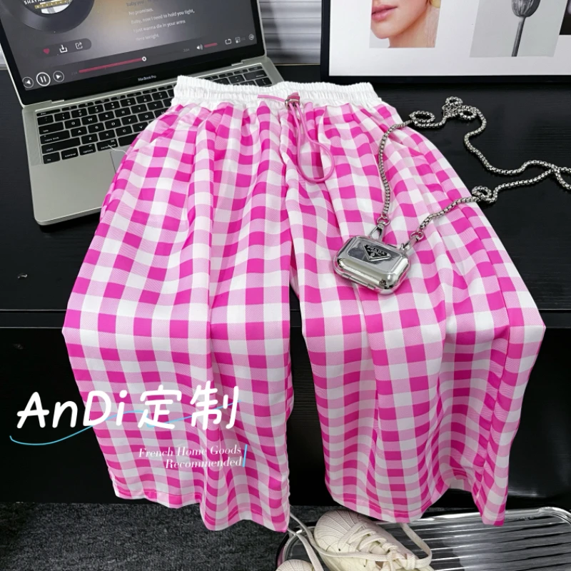 〖ANDI〗安迪订制中大童女童夏季新款韩版田园风格子休闲裤4586