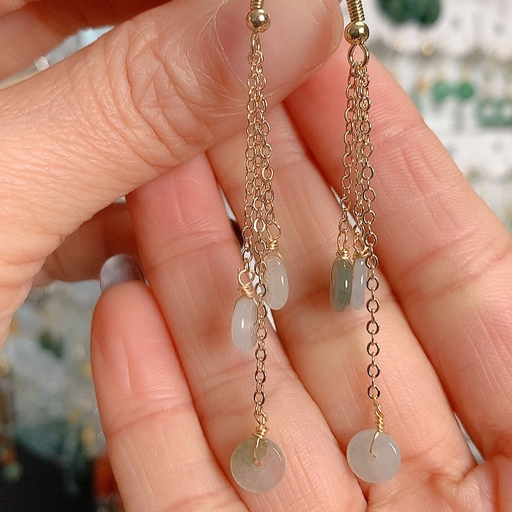 翡翠耳饰银S925镶嵌翡翠