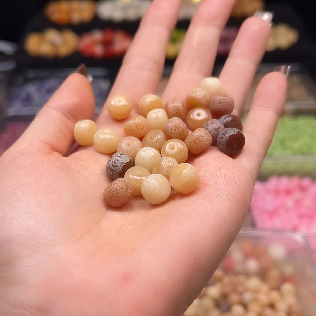 菩提根/象牙果手串卡10奶咖六字药片108颗