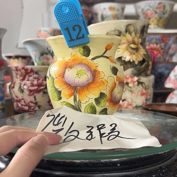 景德镇幸运花盆手绘韩式花盆