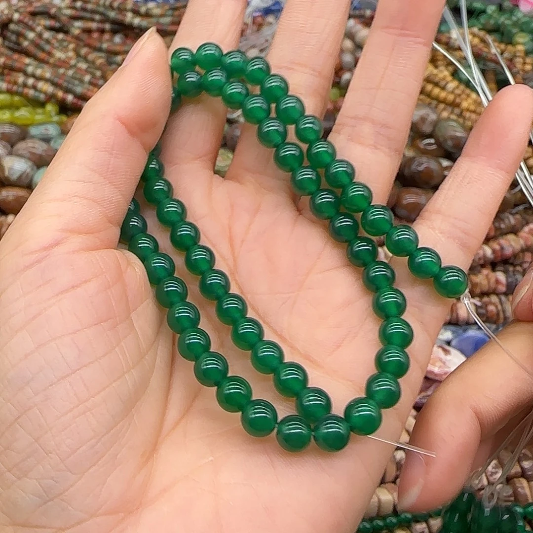 玛瑙/玉髓合金珠宝半成品绿玛瑙6mm一条