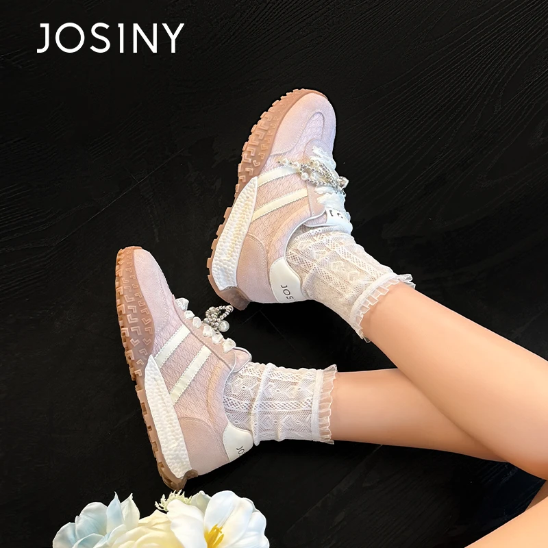 卓诗尼复古运动休闲鞋2025春季新款女士外出流行时尚百搭系带女鞋