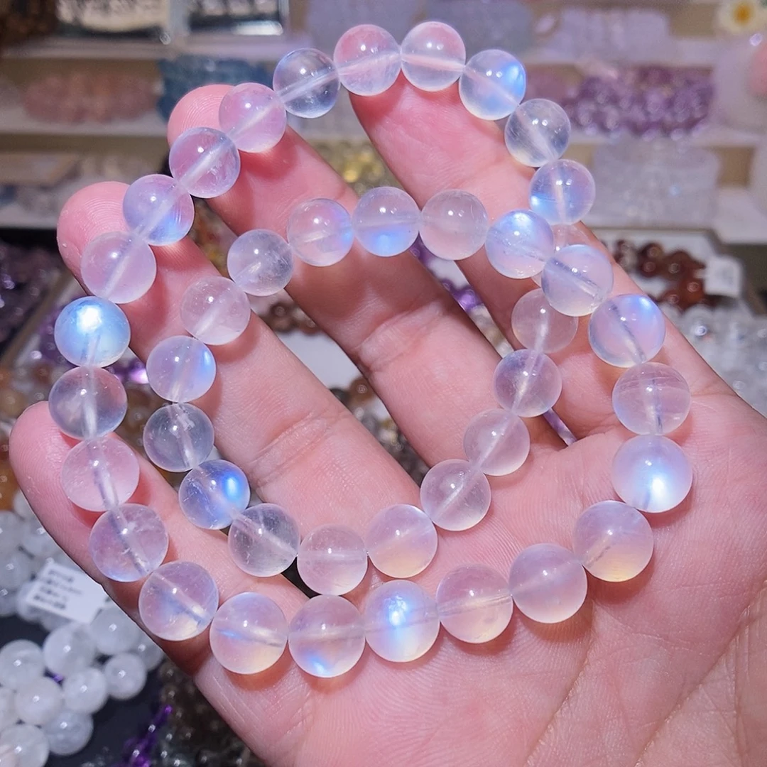 水晶手链未镶嵌蓝月光10mm双圈