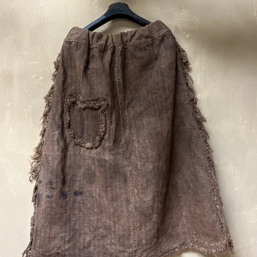 植物染色老料柞蚕丝半（裙长85厘米）