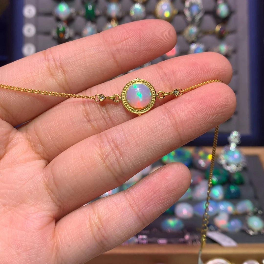 银S925镀金镶嵌欧泊手链李****1