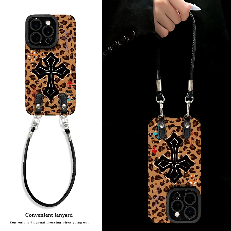 【优选材质】豹纹十字架适用于苹果/vivo/华为/oppo/小米网红手机壳