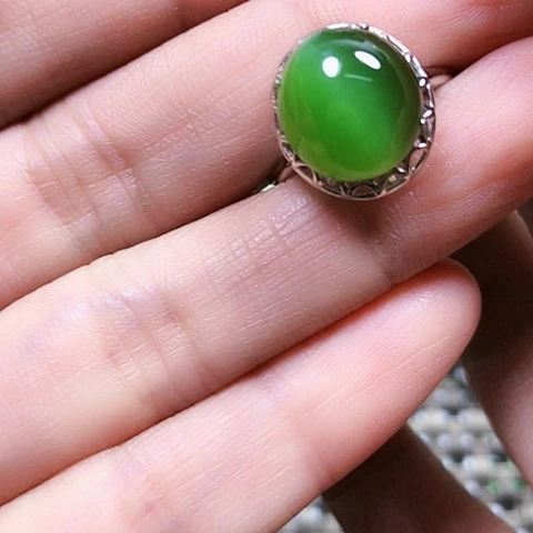 和田玉银S925镶嵌戒指