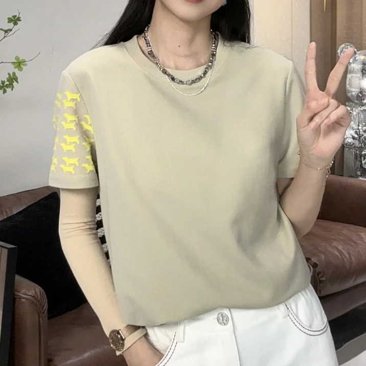 【丙上丁】百搭舒适短袖简约运动圆领宽松春夏宽松T恤DZT001