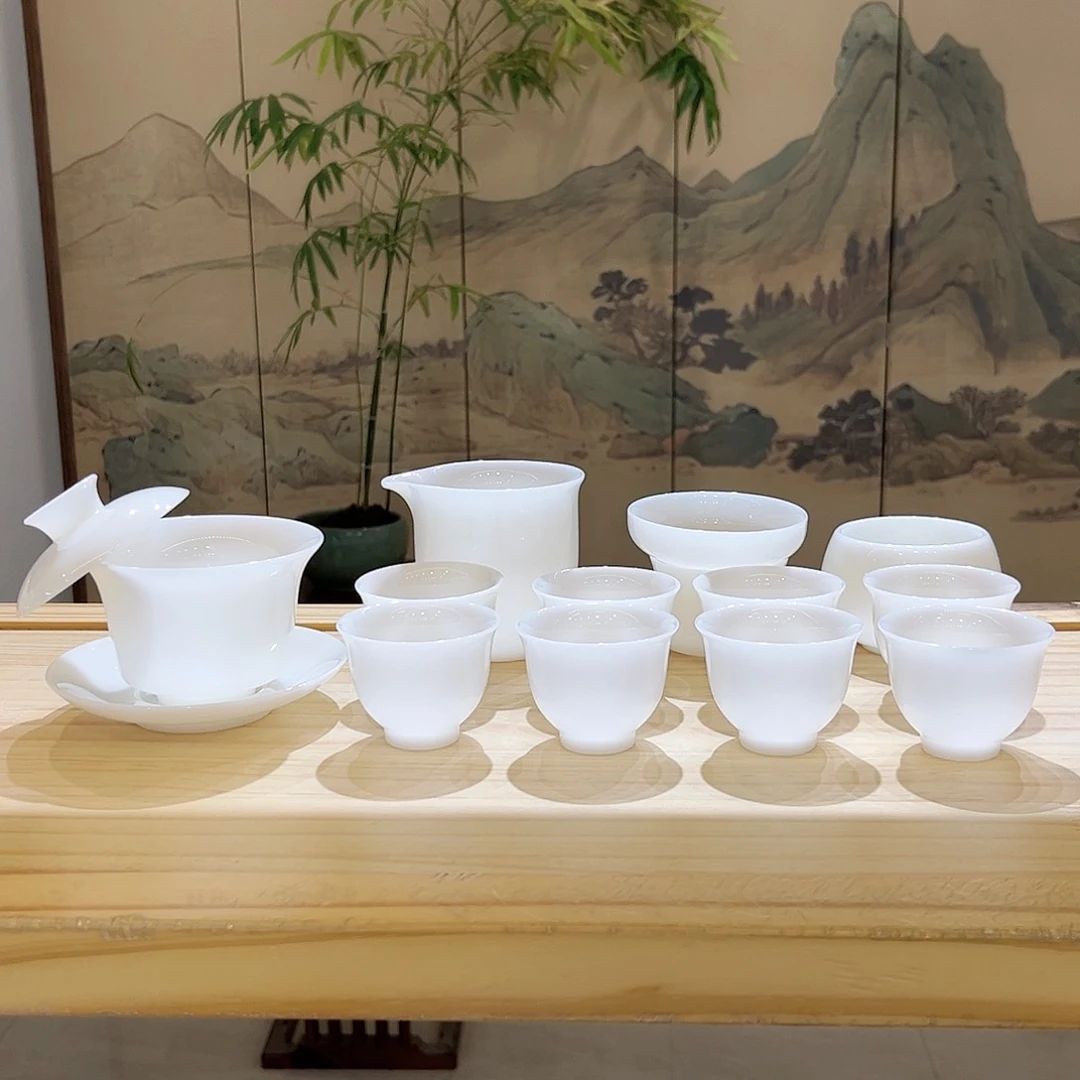 【都彩】高档冰种璞玉白瓷13头