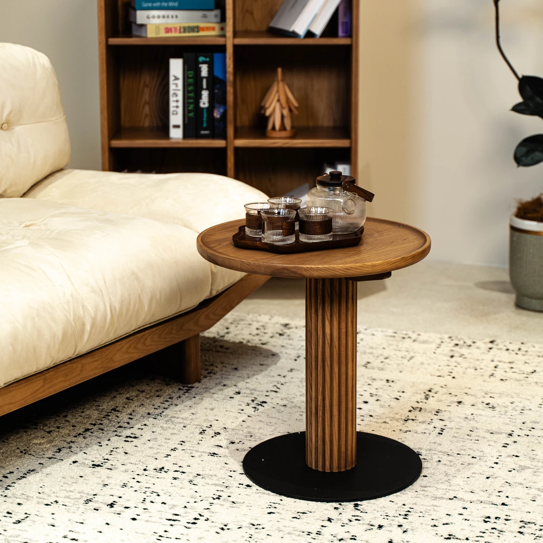 圆月边几丨北美白蜡木丨碳素钢丨