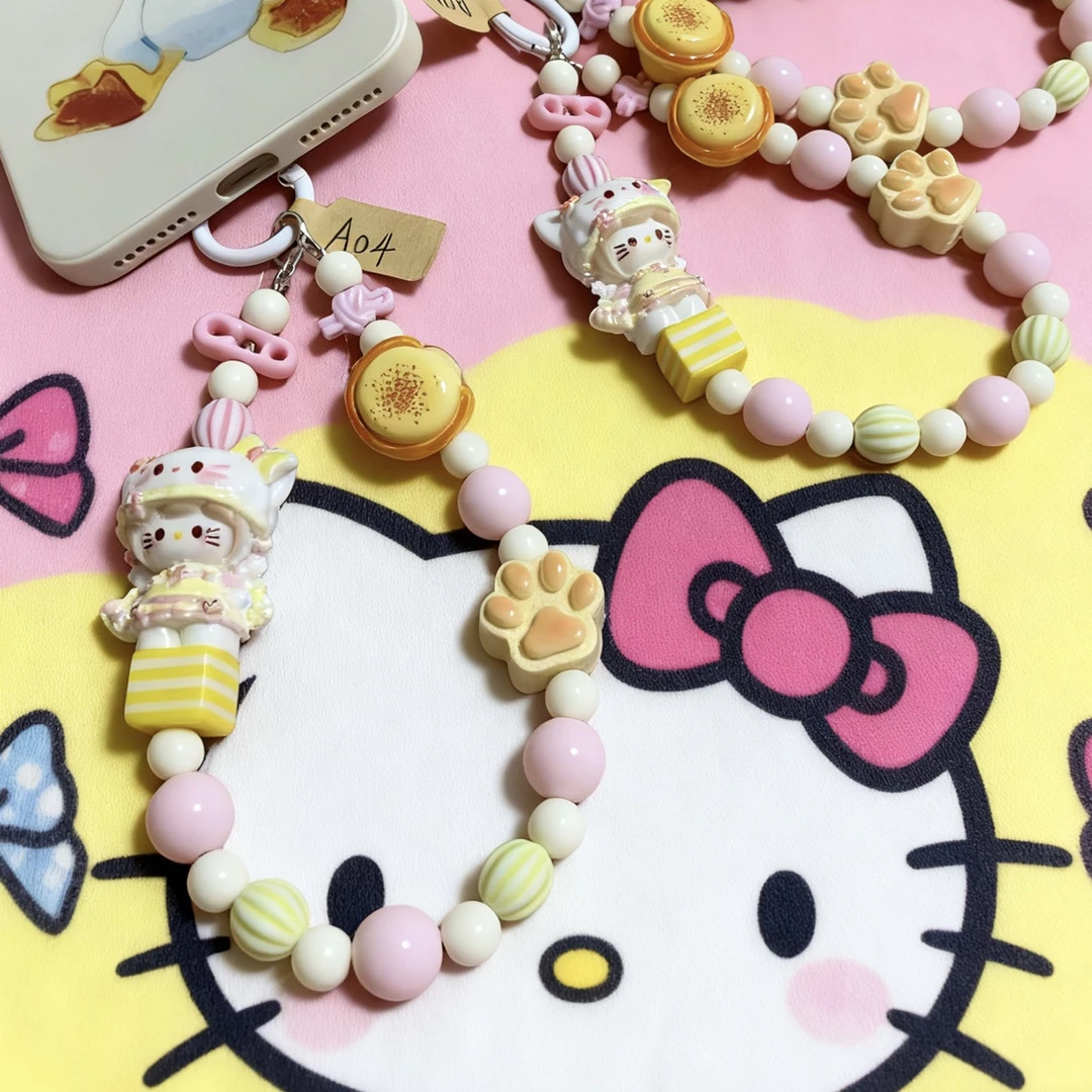 A04【蛋挞kt】DIY潮玩手机链包挂钥匙挂可爱配饰手工制作