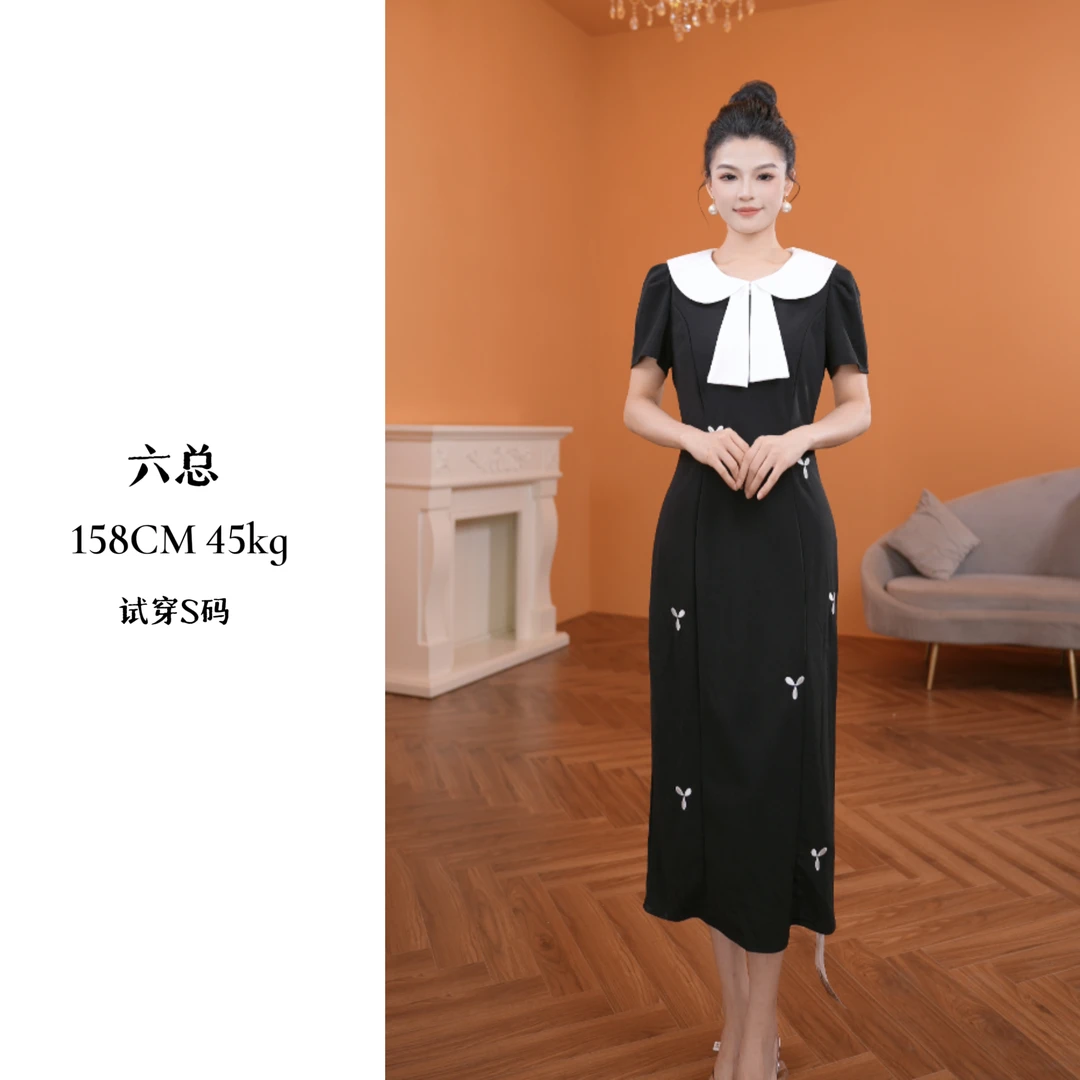 【六总】2025夏气质法式时尚高级感赫本风显瘦收腰拼接连衣裙D2422