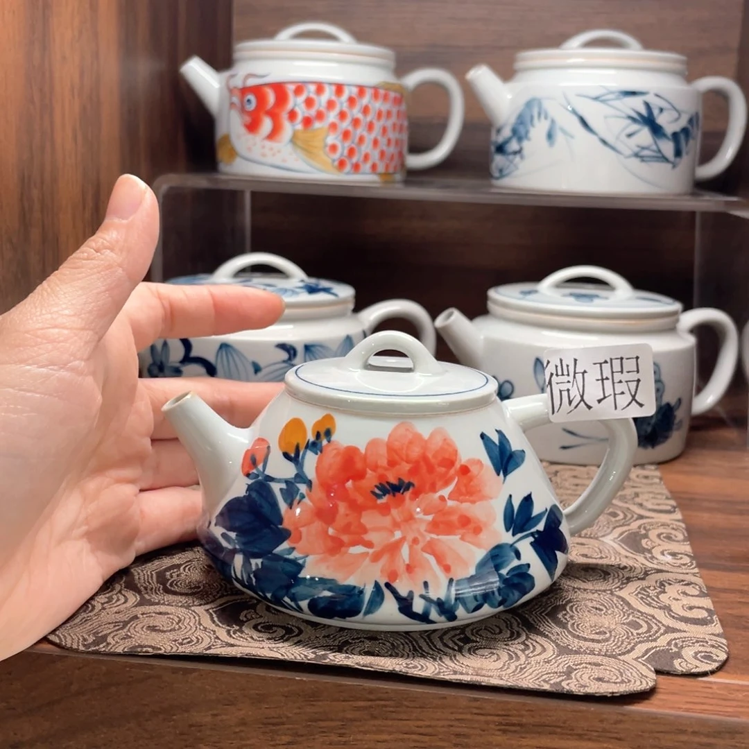 釉下彩纯手绘有瑕