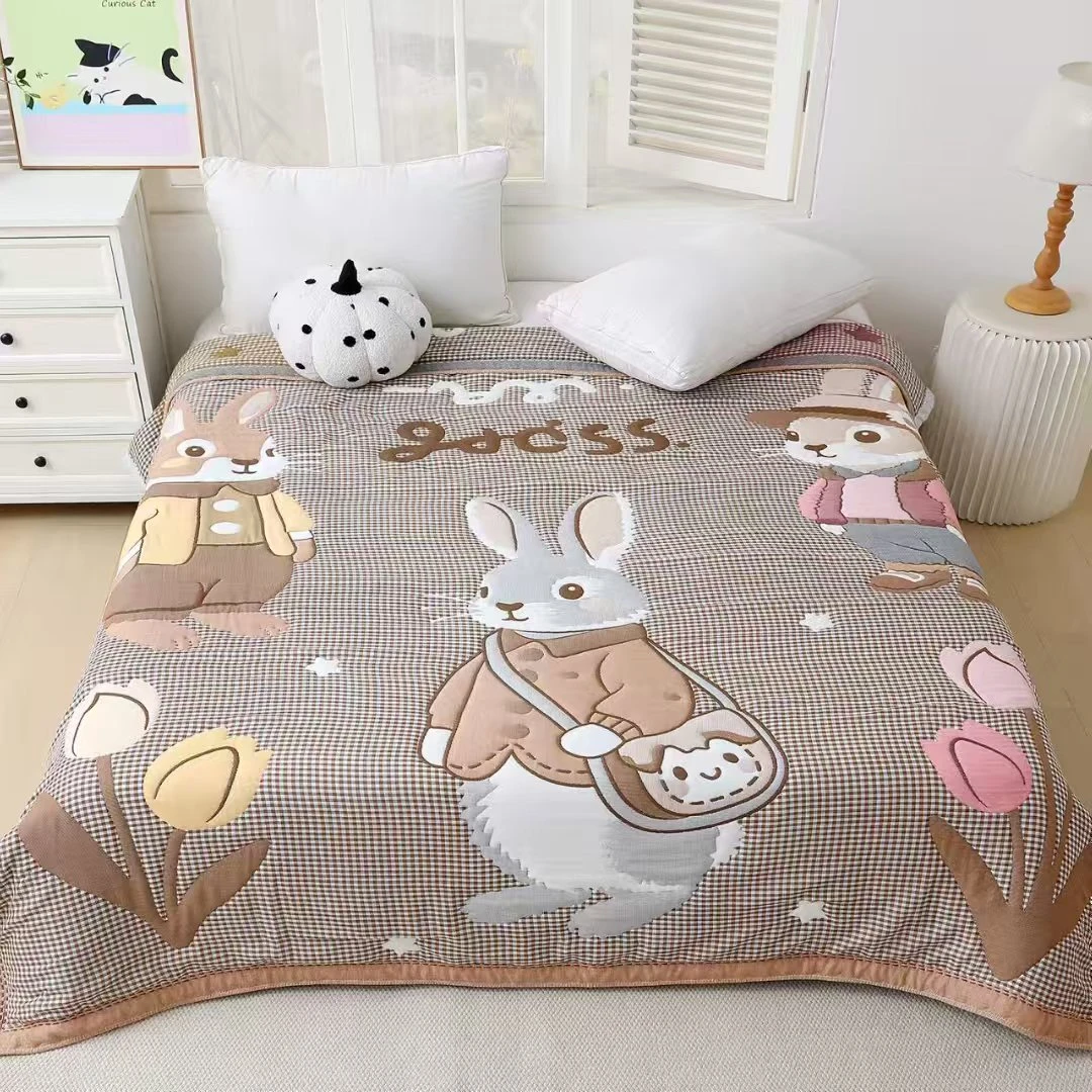 【三只兔】150*200cmA类柔软亲肤透气春秋冬被棉纱泡芙被