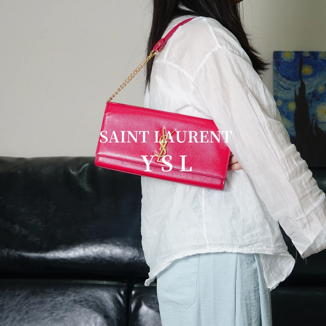 95新 YSL/圣罗兰 红色金标单肩包/EE05108571/8571/母亲节礼物