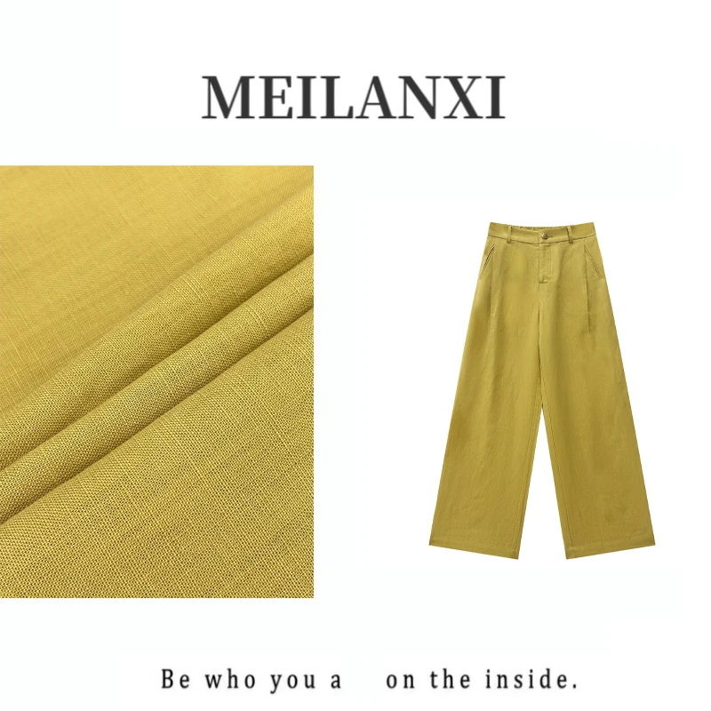 【MEILANXI】【气质简约】2025春夏新款天丝亚麻时尚百搭休闲直筒裤