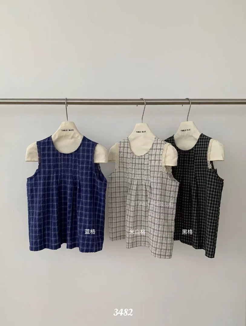 anna@653482 韩系简约复古格子无袖背心小衫 6-6