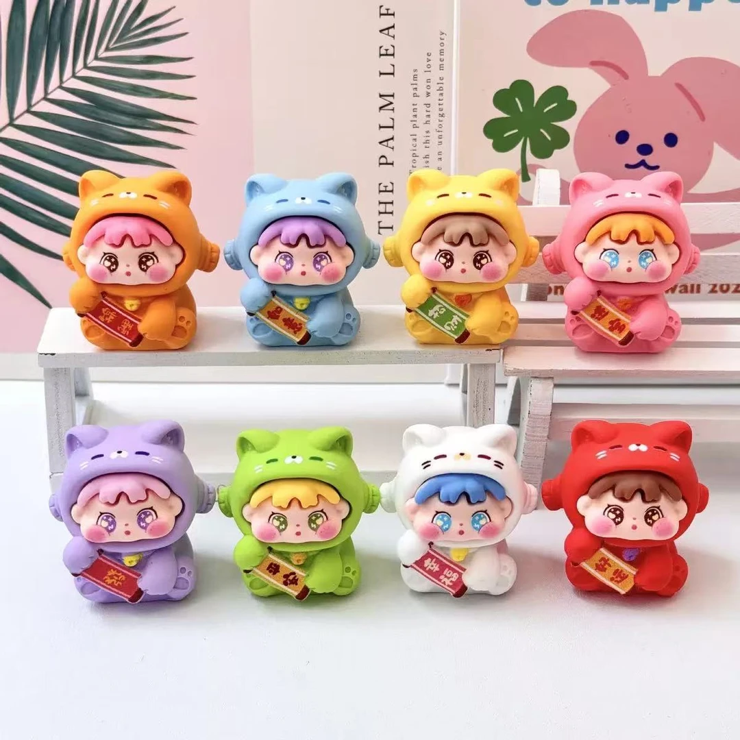 手感漆招财猫QQ女孩 盲袋萌粒diy饰品挂件钥匙扣摆件
