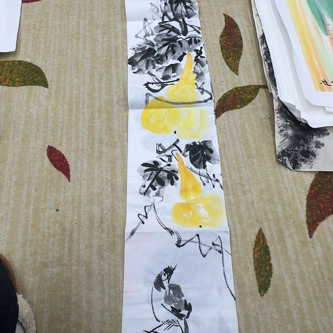 国画四尺条手绘作品