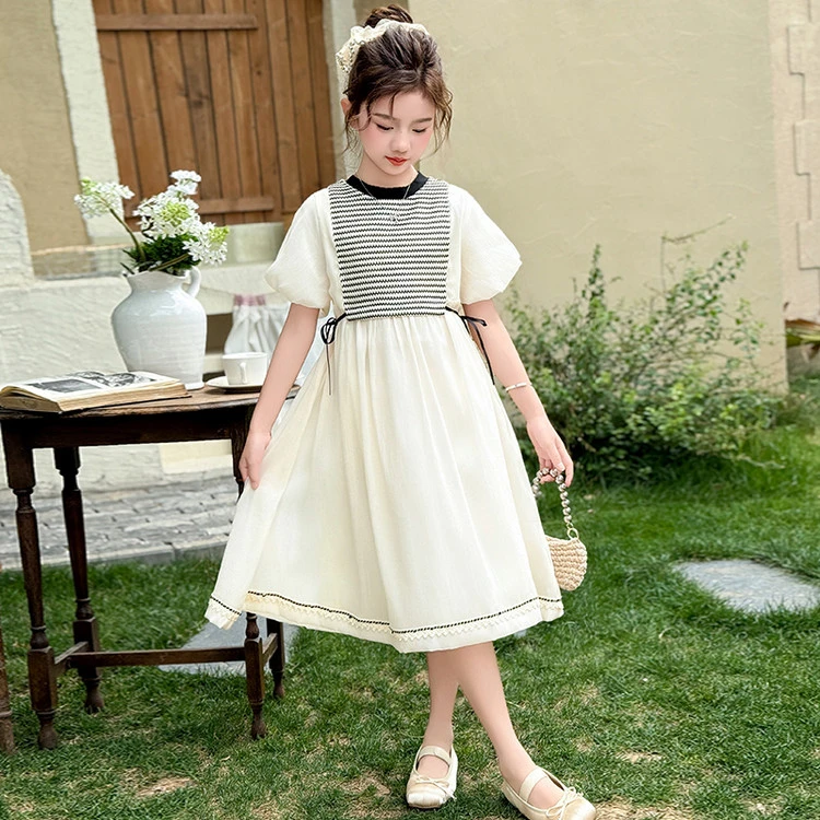 儿童女装夏装8-12岁网红款公主裙女童连衣裙中大童泡泡袖裙子洋气