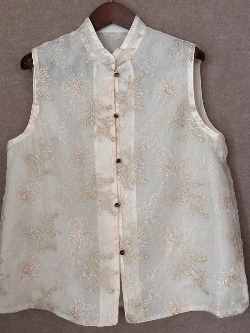 新中式国风纯手工复古树叶创意款马甲-M