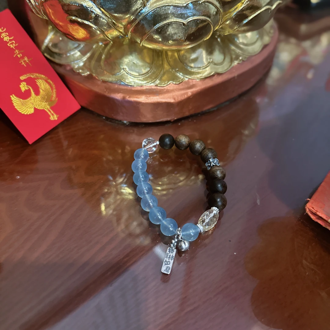 蓝宫调 老料海蓝白水手串 六年奉孤品 M966