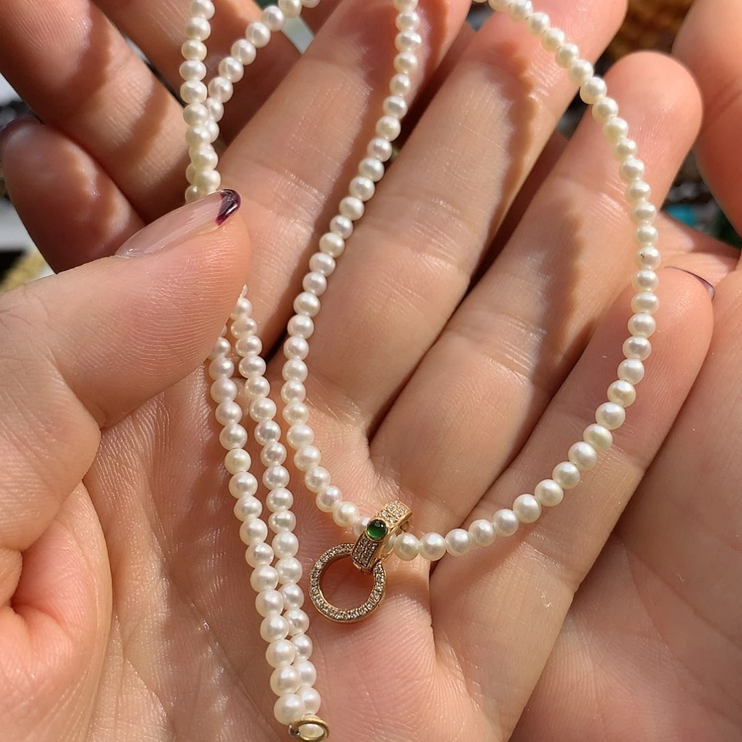 淡水珍珠颈饰18K金镶嵌珍珠颈饰
