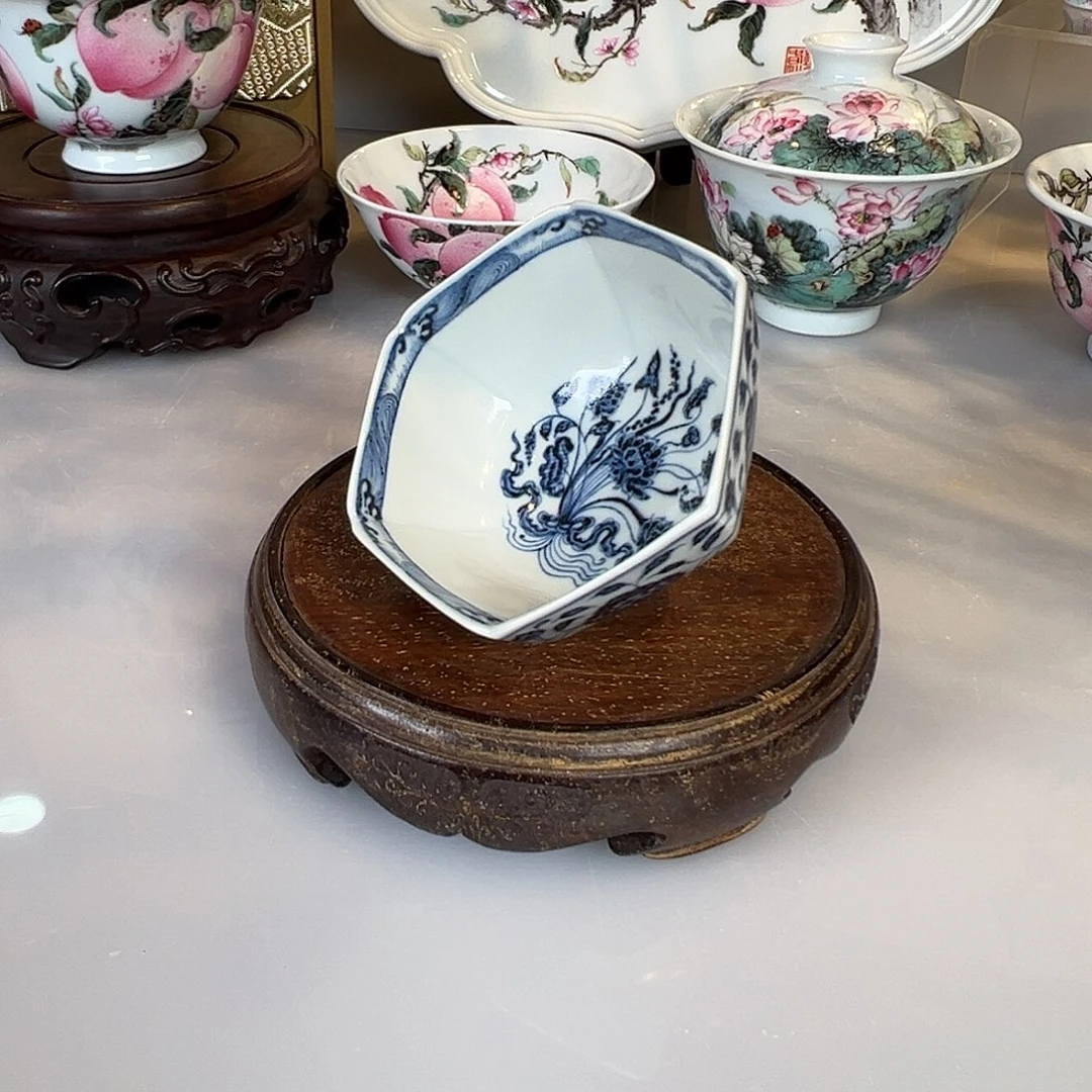 杯子元煦窑一束莲六方杯