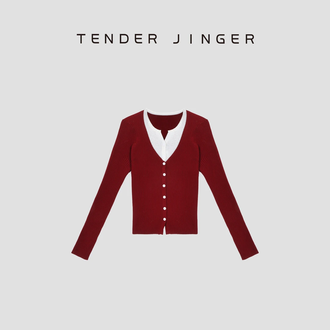 Tender Jinger【叠穿自由】单排扣假两件开衫T53MII50031