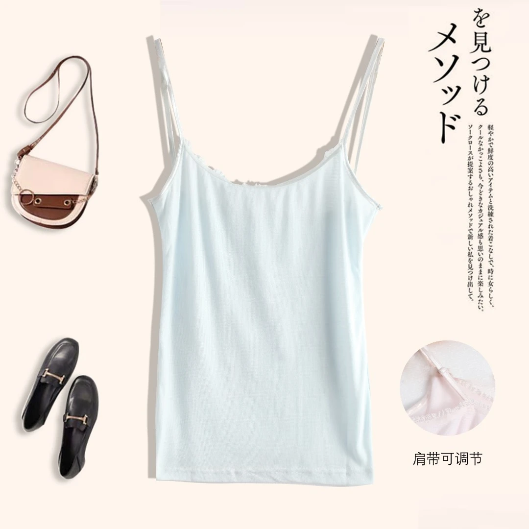 夏款女士吊带可调节背心内搭柔软舒适素色无袖上衣01022亲肤透气